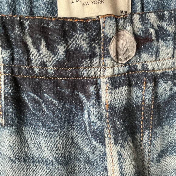 RAG AND BONE MIRAMAR TERRY WIDE LEG JEAN.  FAUX ZIPPER, ELASTIC WAIST - Picture 3 of 4